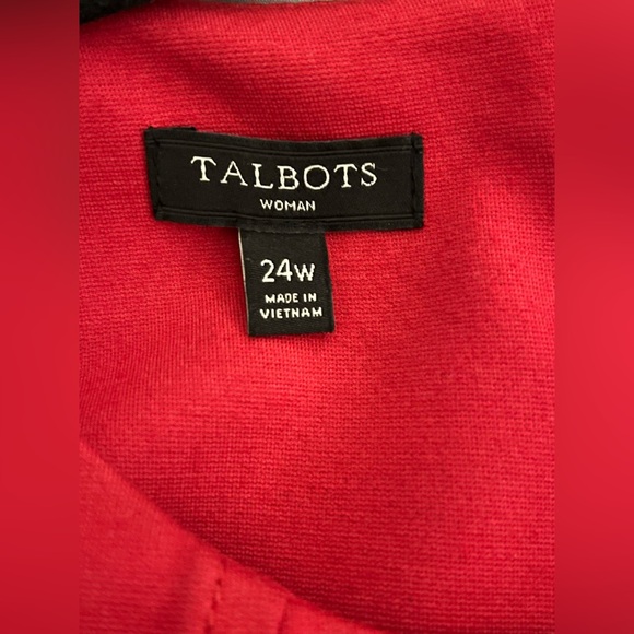 Talbots Woman Red Sheath Dress Knee Length Short Sleeve Pockets Back Zip Sz 24W - Picture 4 of 5